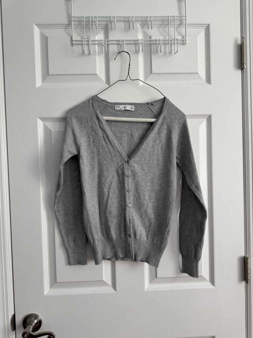 Zara Light Gray V-Neck Button Cardigan